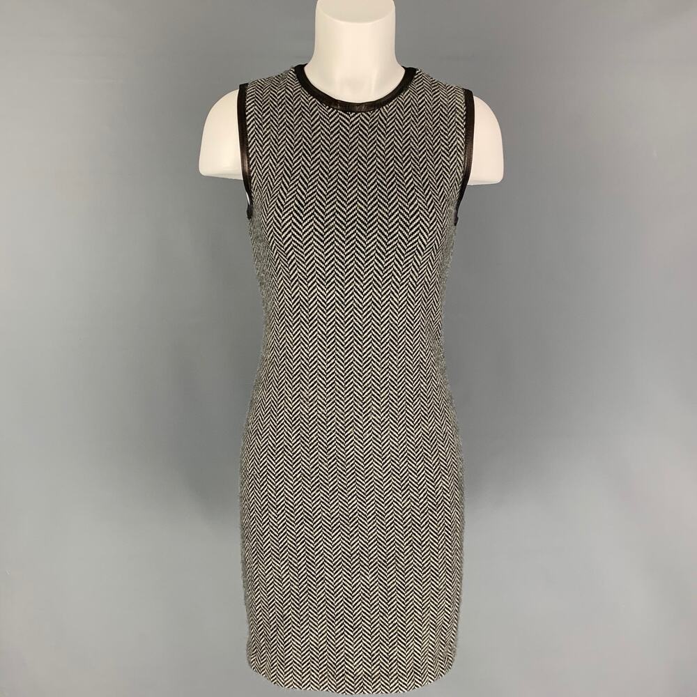 RALPH LAUREN Black Label Size M White Cashmere Herringbone Sleeveless Dress